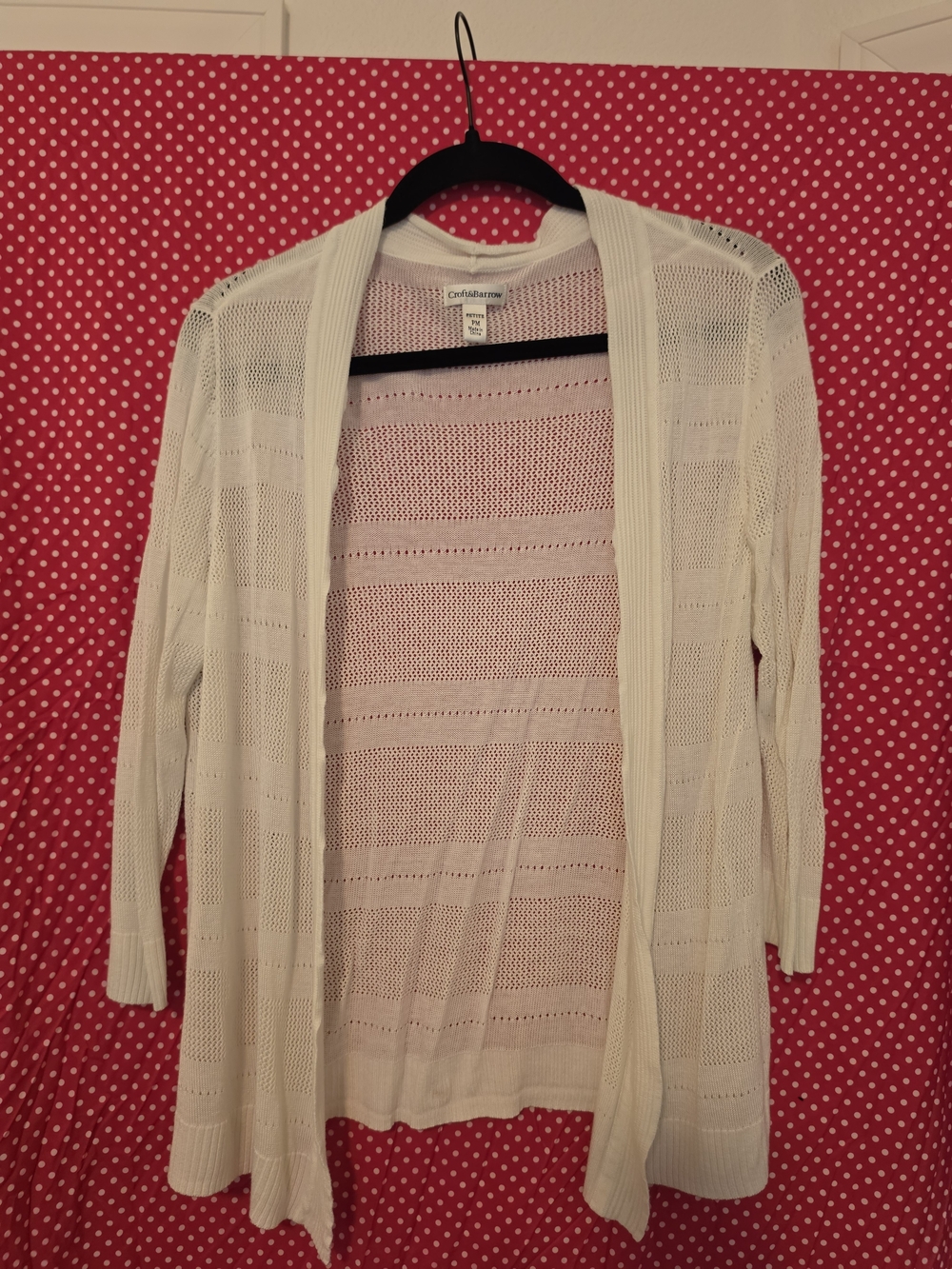croft & barrow Cream Open-Weave Lightweight Cardigan